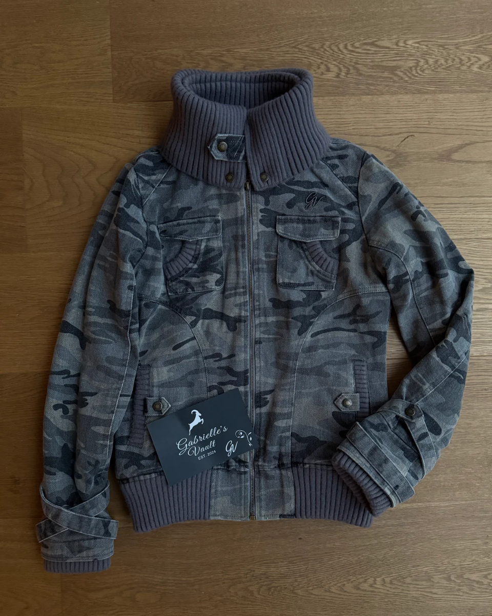 Ribbed Collar Bomber Jacket