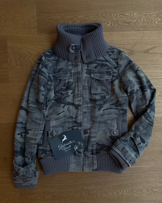 Ribbed Collar Bomber Jacket