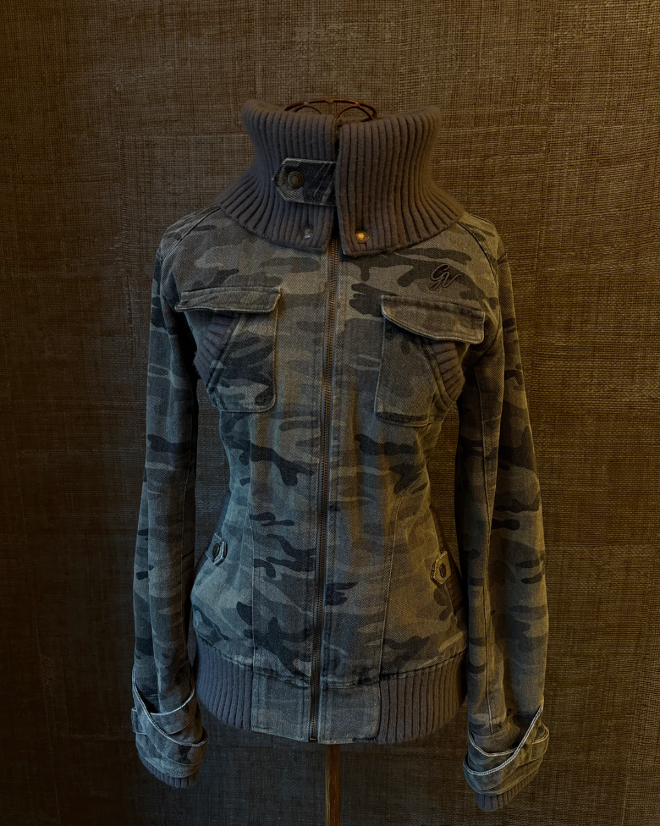 Ribbed Collar Bomber Jacket