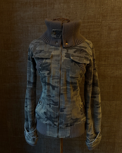 Ribbed Collar Bomber Jacket