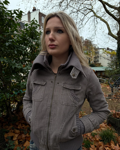 Ribbed Collar Bomber Jacket