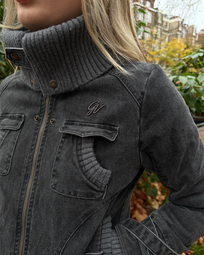 Ribbed Collar Bomber Jacket