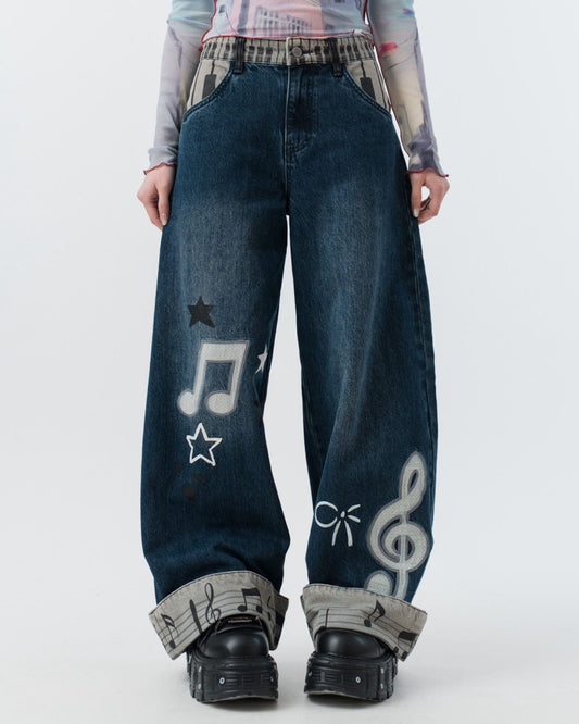 Music Notes Baggy Jeans